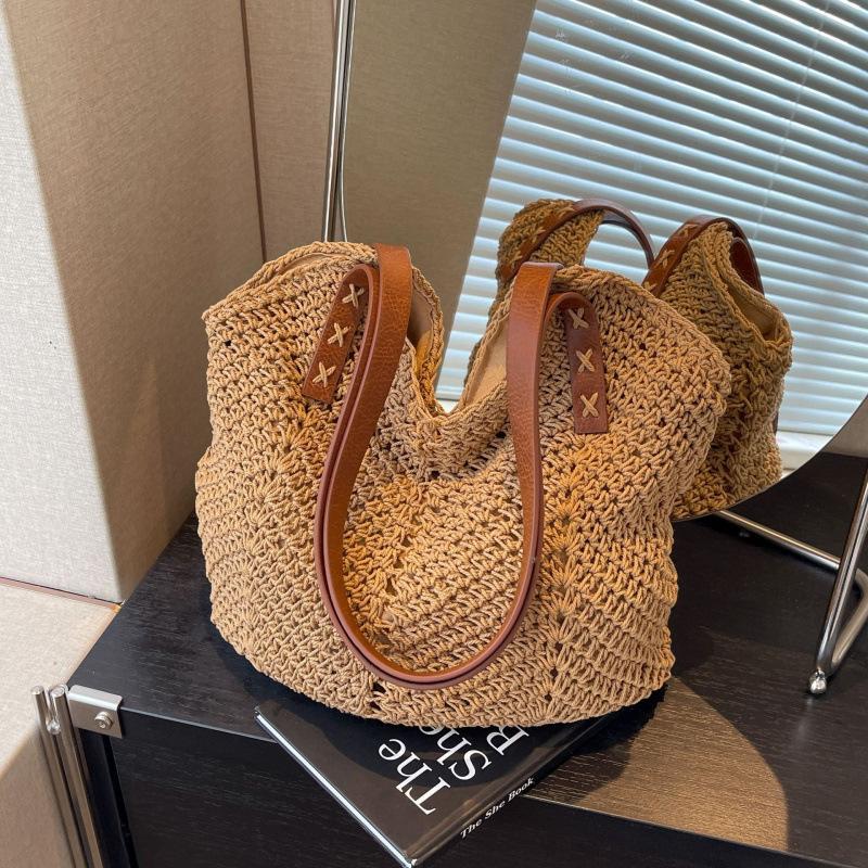 Vacation Style Simple Hand-crocheted Woven Bag Vacation Shoulder Woven Bag Vintage Versatile Beach Bag Women's Bag