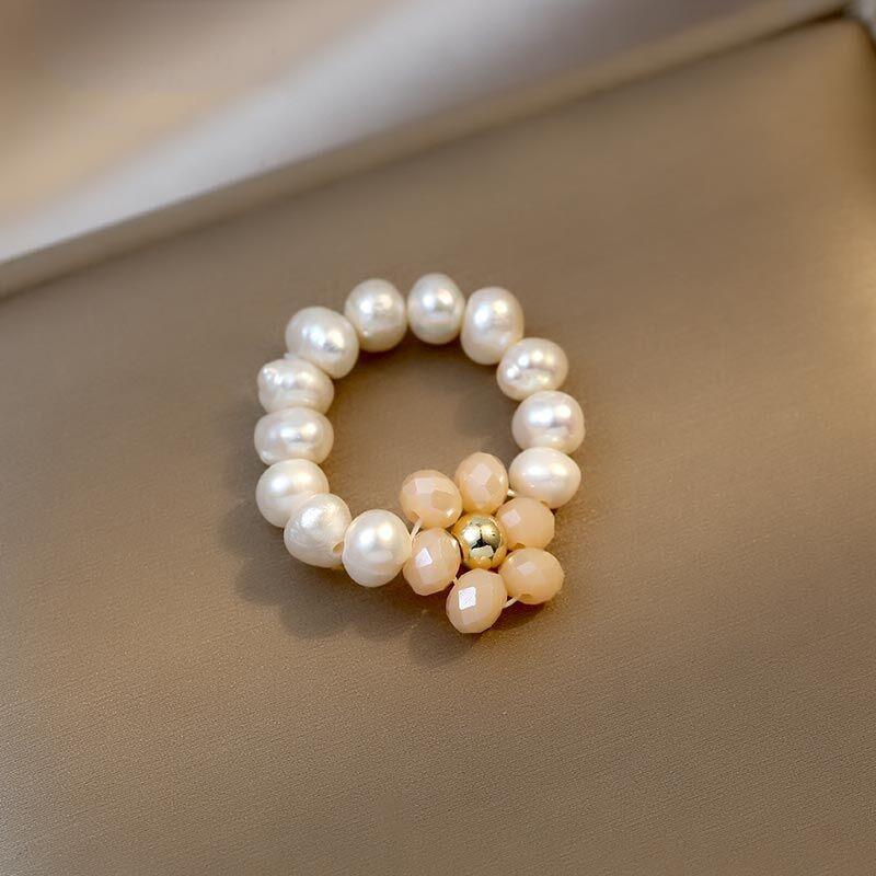 High Quality Sweet Flower Design Natural Freshwater Pearl Female Party Ring For Women Cheap Gifts