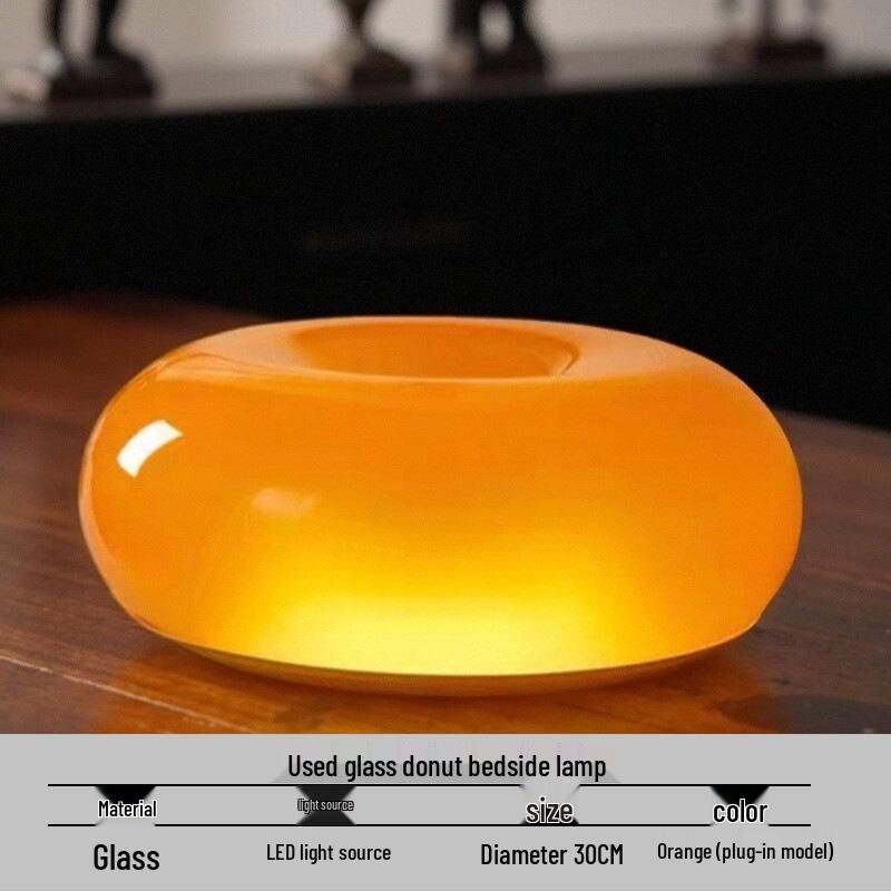 

Настольная лампа-пончик из оранжевого стекла в стиле середины века - Прикроватный светильник с сенсорным управлением в стиле Баухаус