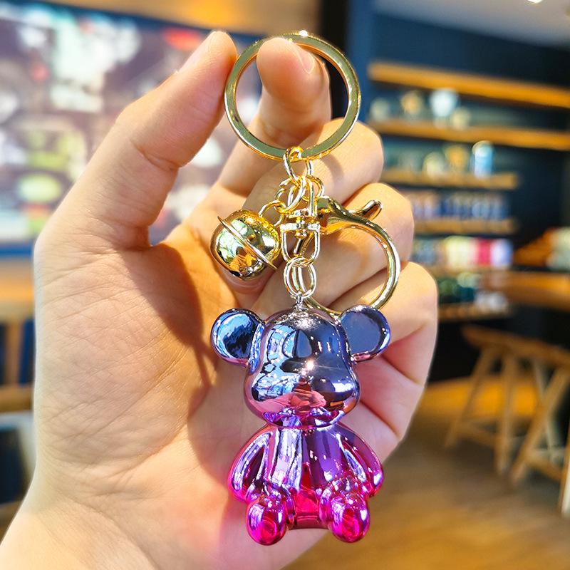 Acrylic Cartoon Bear Keychain Pendant - Colorful Couple Design Individually Packaged
