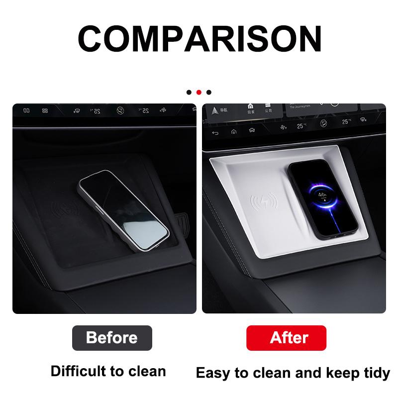 For Tesla Model Y Juniper 2025 Accessories Under-Screen Storage Organizer Box Center Console Screen Protect Trim Charge Pad Mat