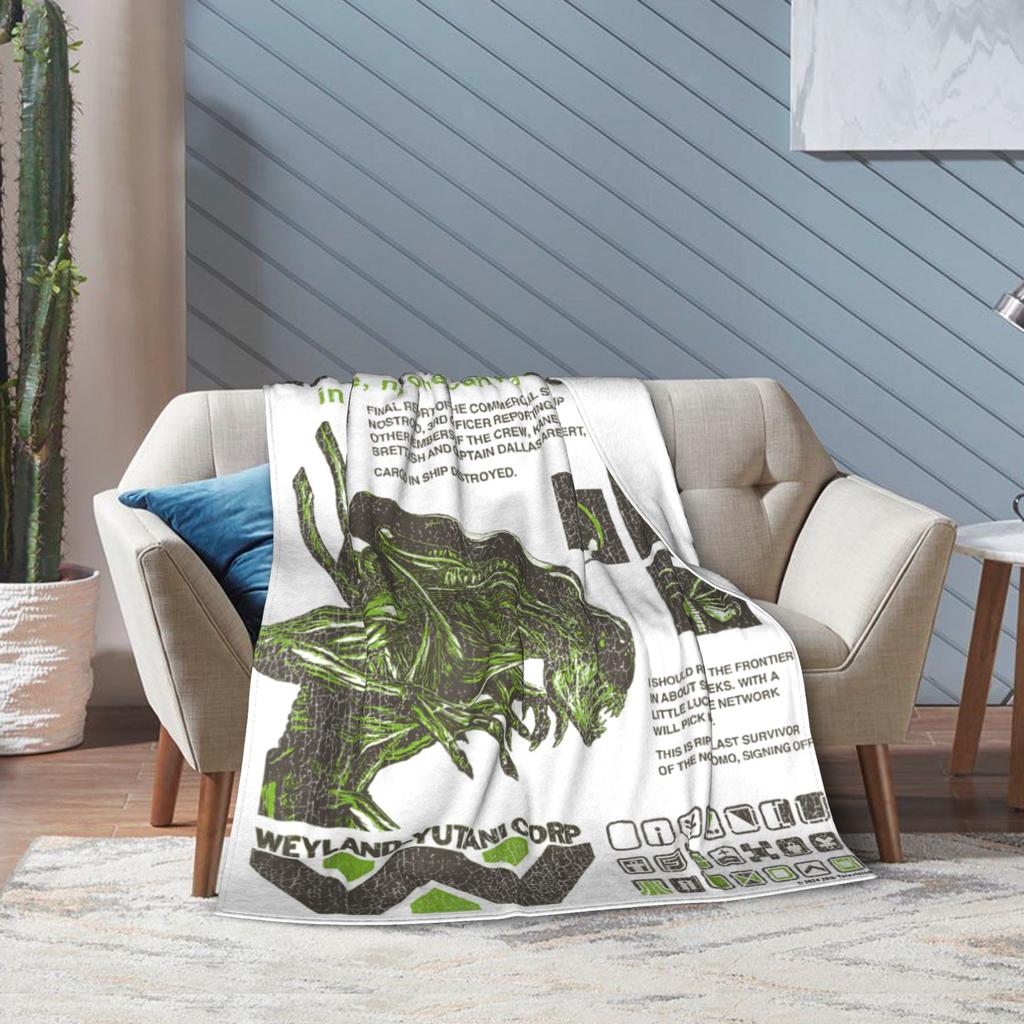 Aliens Iconic Xenomorph Quotes Collage Flannel Blanket  Funny Throw Blankets for Bed Sofa Couch 200x150cm Lightweight