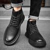 Men's Round Headed High Top Leather Shoes Luxury Quality Minimalist Design  Leisure Business Office Autumn and Winter Boots