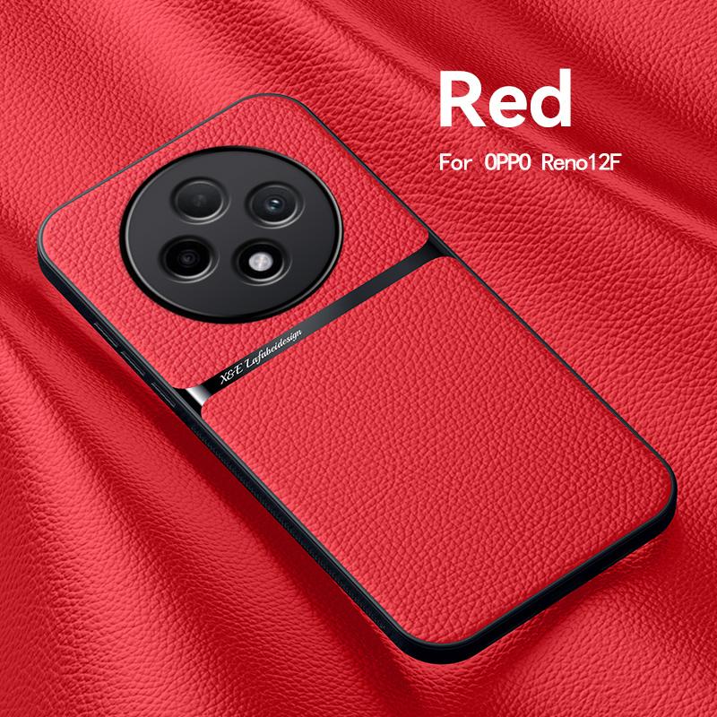 For OPPO Reno 12 F 5G Case Car Magnetic Holder Phone Case For OPPO Reno 12F 12 F 5G CPH2637 6.67" Shockproof Leather Back Cover