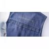 Women's Casual Denim Vest - Spring 2026, Loose Fit, Plus Size, Short Jacket with Pockets