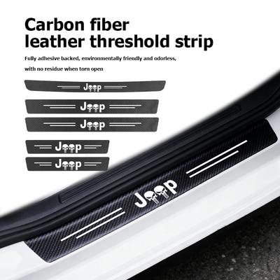 For Car Carbon Fiber Door Sill Anti-Scratch Guard Sticker Accessories Grand Cherokee Wrangler JK Renegade Gladiator Compass