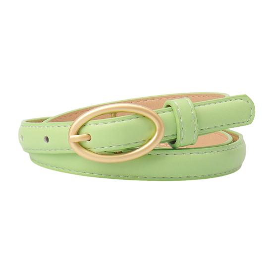 Women Belt Metal Oval Buckle Decor Multi Holes Design Adjustable Length Belt Imitation Leather Waist Strap Shirt Sweater Accessory