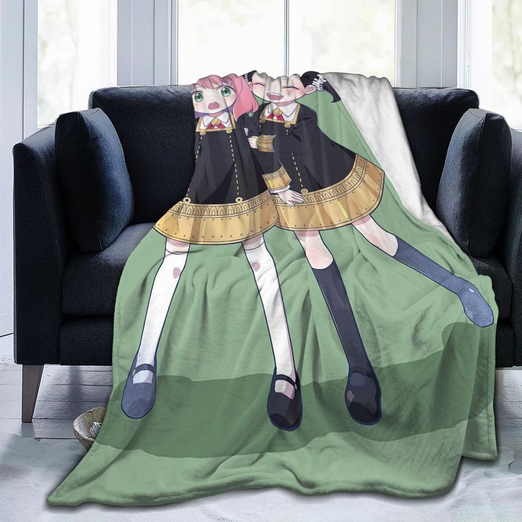 Spy X Family Cartoon Kawaii Anya Anime  Blankets Flannel Sofa Throw Blanket Super Soft for Bedroom Office Throws Bedspread Quilt