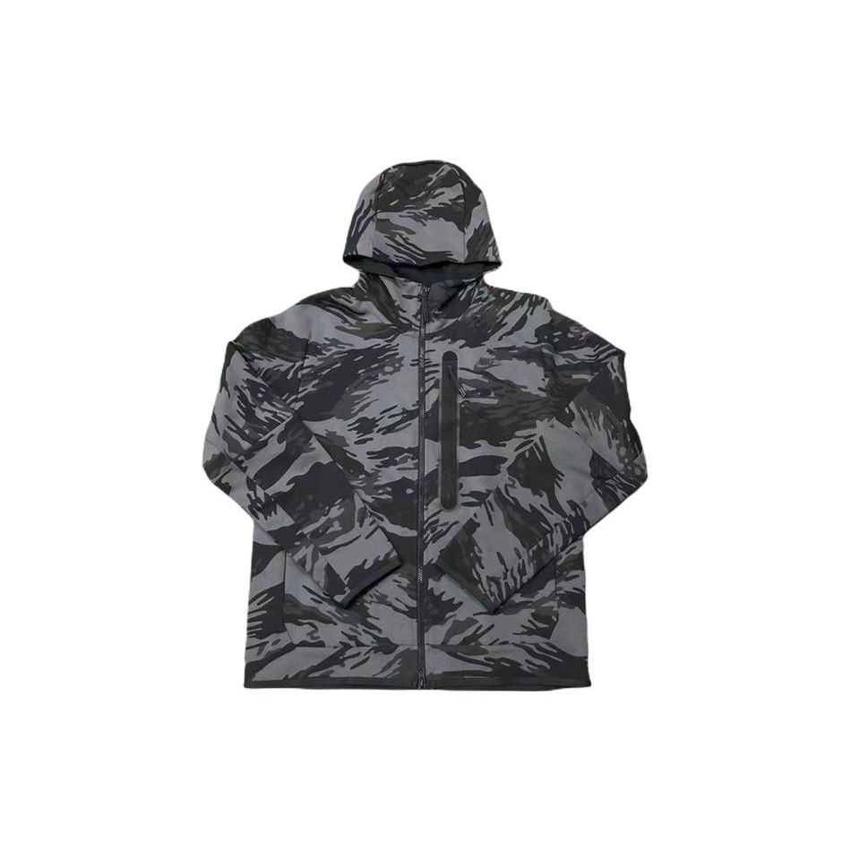 Nike Men s Sportswear Tech Fleece Full-Zip Hoodie Camo Grey Black CU4492-068 M