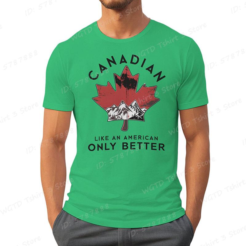 Canadian Like An American Only Better Print T-shirts, Summer Casual Crew Neck T-Shirt, Regular Fit, Canada T-shirt, Men Clothing