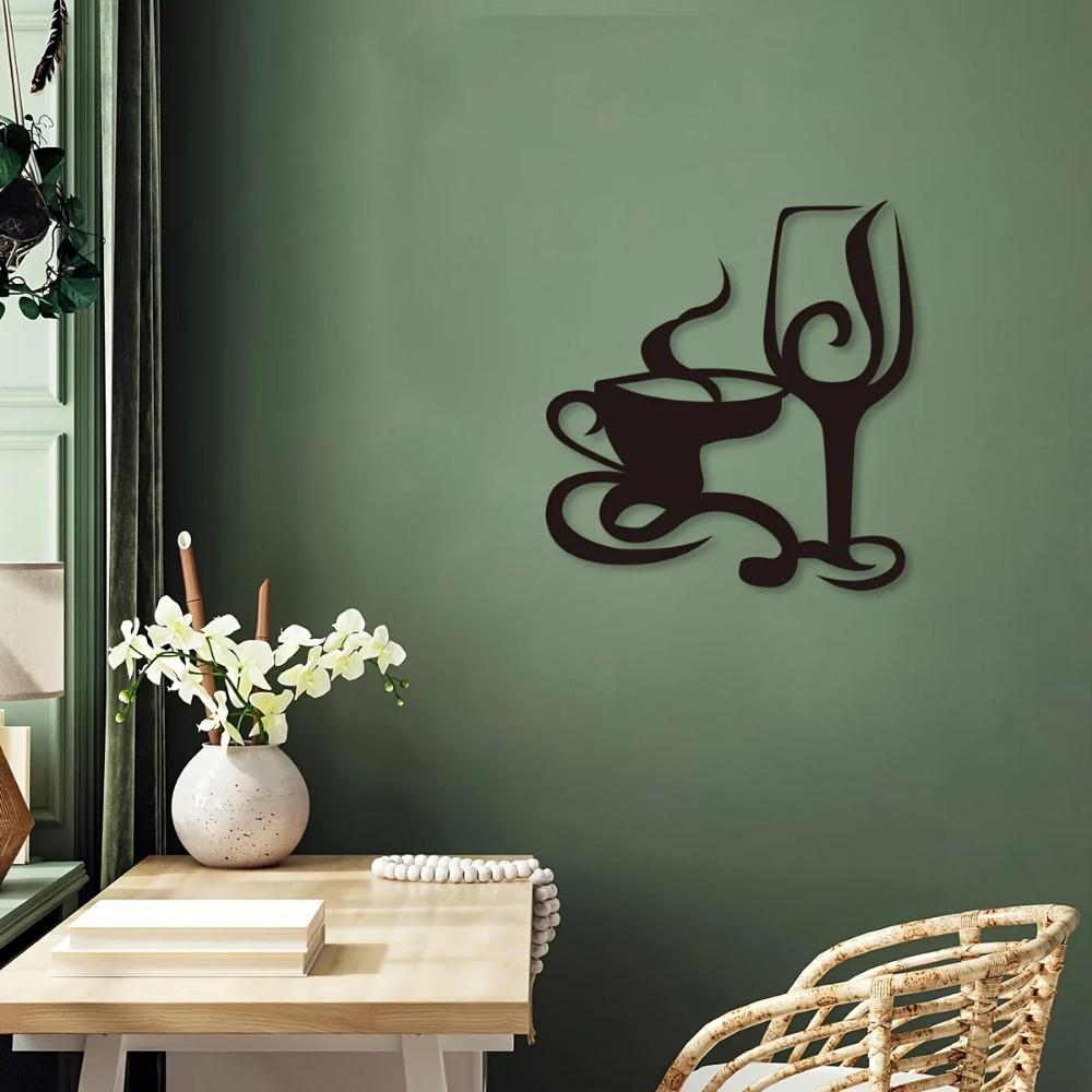 Kaffee- und Weintassen, Eisenhandwerk, stilvolle Innen- und Außendekoration, ideal für Wohnzimmer und Wanddekoration, perfekt für Zuhause
