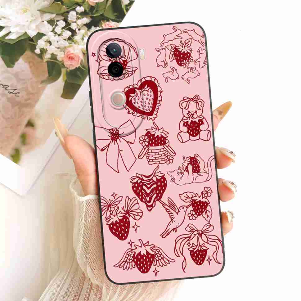 For vivo V40e 5G Case Cute Cat Cream Flower Silicone Back Cover For Vivo V 40e VIVO V40E 5G V2403 Phone Cases Bumper Fundas