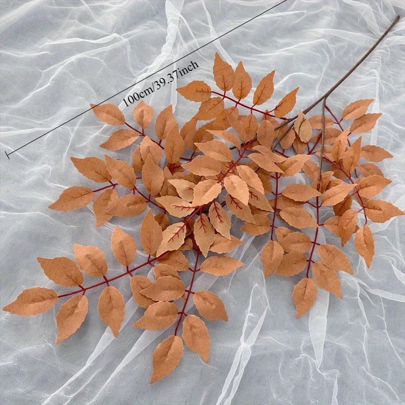 1Pc Simulation Autumn 5-pronged Banyan Tree Leaves, Suitable for Outdoor Courtyard Garden Home Dining Table Living Room Decoration