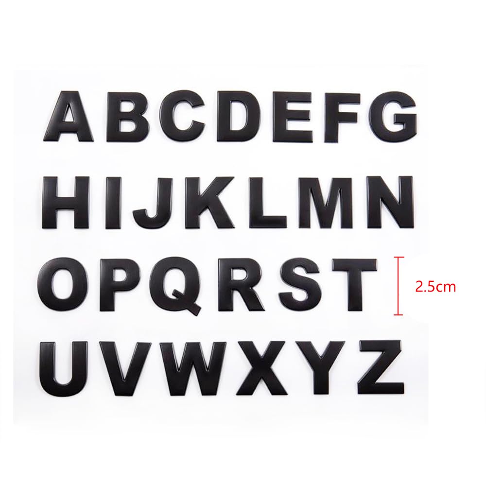 Srasakan 3D Car Emblem Stickers Decoration Dress Up Exterior Parts Alphabet Letter Capital Letters Stickers (Black, 26 Pcs)