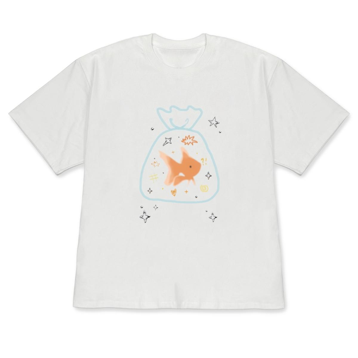 

Kawaii ShortSleeve Goldfish in A Bag Graphic Tshirt Cute HandDrawn Casual Black Top Adorable Crew Neck Tee for Women Unisex S