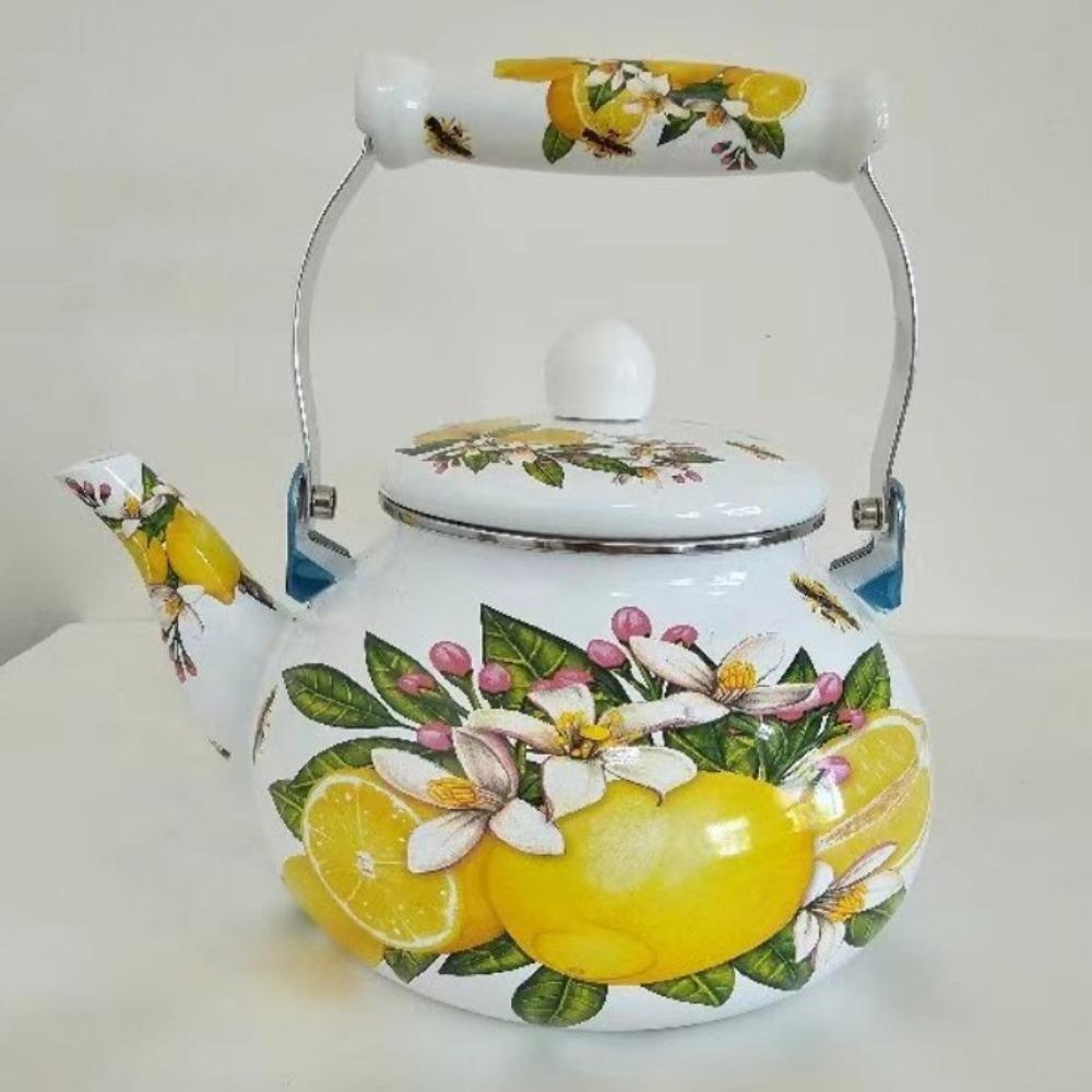Floral Enameled Gas Water Kettle Chinese Style Tea Jug Thickened Coffee Pot  Gas Induction Cooker