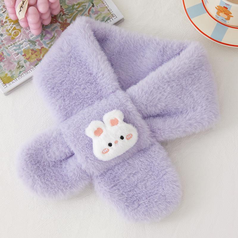 Autumn/Winter Heart Rabbit Children's Scarf - Cute Korean Style Warm Plush Baby Neck Warmer for Girls Cold Protection