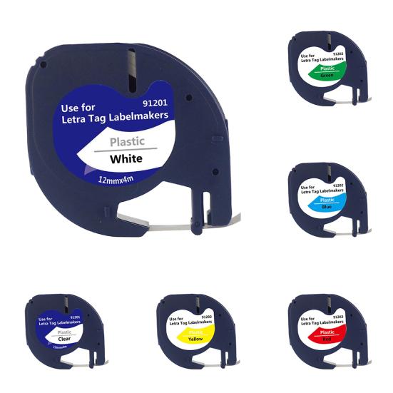 Plastic Label Tape 12mmx4m Compatible for DYMO Letra Tag 100H 100T 2000 Printer