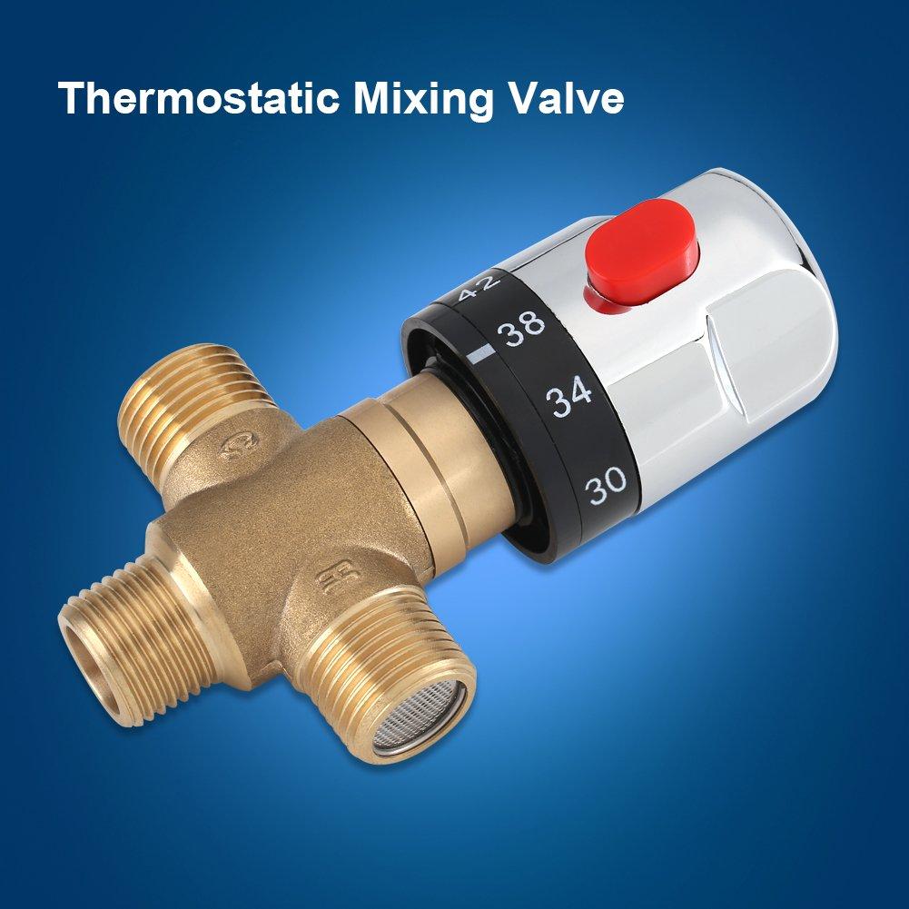 Acogedor Brass Thermostat Mixing Valve G1/2" Practical and Durable Temperature Control for Multi-Purpose Bathrooms and Kitchens