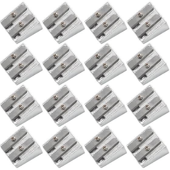 16 Pack Handheld Metal Pencil Sharpener with 2 Holes - Aluminum Alloy Sharpener for Standard Size Pencils