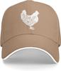 Floral Chicken Silhouette Baseball Cap Polyester Adjustable Casual Sun Hat for Adults