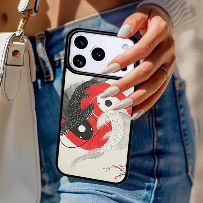 Ying Yang Koi Fish Phone Case For iPhone 17 Air 14 15 13 12 Max Cover For Apple 16e 11 Pro Max Plus Coque