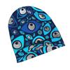 Greek Evil Eye Pattern Blues And Silvery #2 Adult Knit Beanie with Easy Modern Style Fits Effortlessly Into Seasonal Wardrobes And Pairs Well with Jac