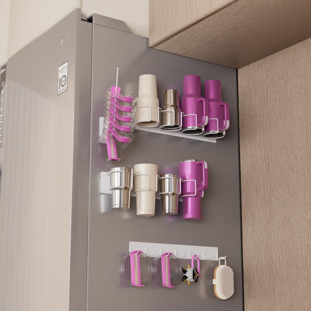 New Magnetic Cup Holder Practical Carbon Steel Water Bottle Organizer Cup Storage Organizer Holder Refrigerator