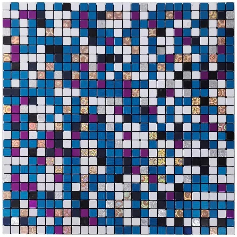 3D European Smooth Metal Mosaic Wall Sticker Self-adhesive Tile Kitchen Bathroom Bar Living Room TV Background Wall Decor Stick