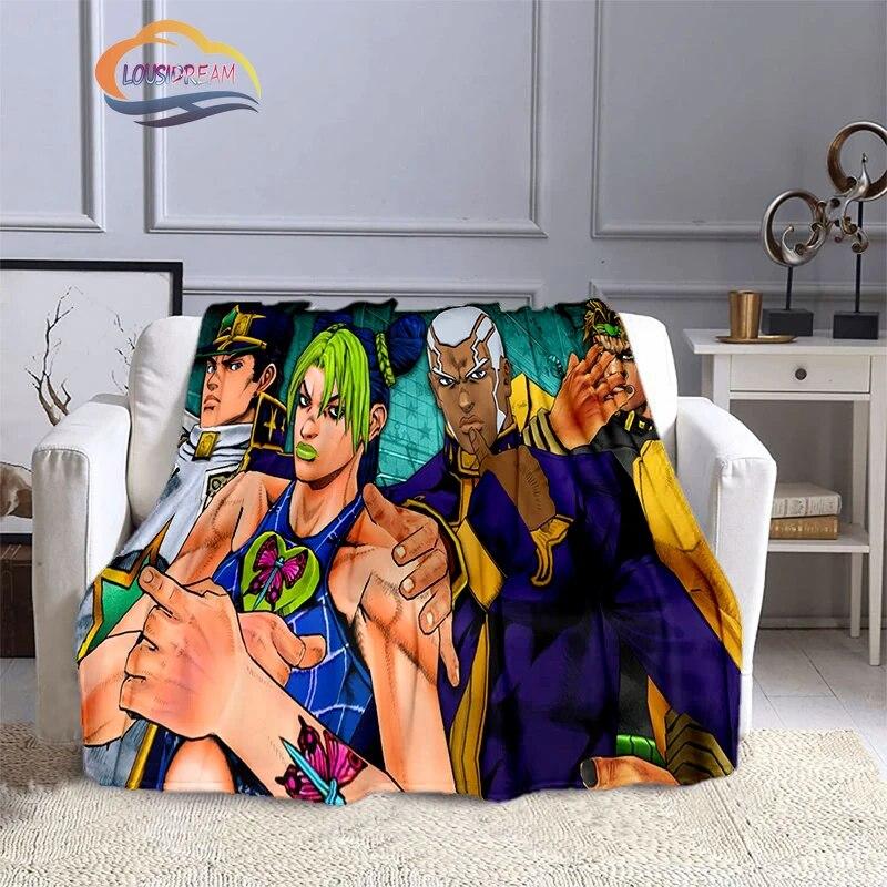 Karikatura JoJo's Bizarre Adventure Stone Ocean Deka Měkký fleece Throw Lehká All Seasons Teplá pro gaučovou přikrývku