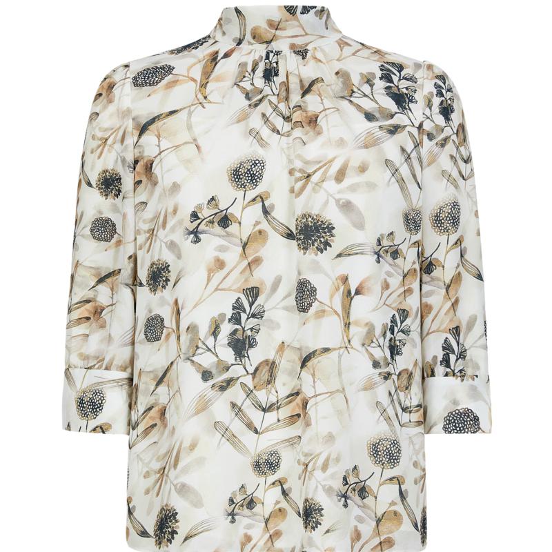 JUZUI Elegant Floral Chiffon Top with Ribbons S