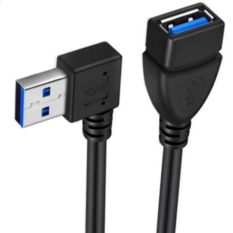 USB3.0 Male To Female Extension Cable 90Degree Angle USB3 Cable USB Extender Cord for Fast Data Transfer &Space Saving