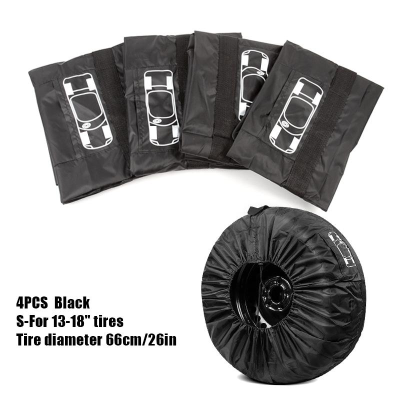 4Pcs Universal Car Spare Tire Cover Polyester Waterproof Durable Tire Storage Bags Vehicle Wheel Protector Tyre Accessories