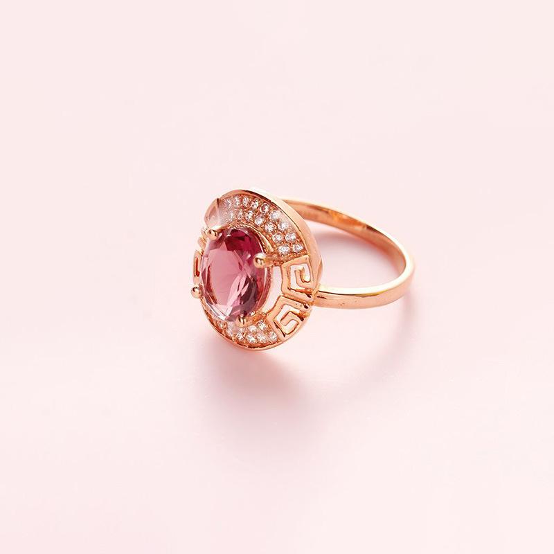 

Russian Purple Gold Smoke-Colored Gemstone Egg Surface Pattern Ring Plated Rose Gold Hollow Ring Color Gold Set opening adjustable
