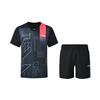 Li Ning Feather Series Competition Outfit Geometric Color Block V-Neck Short Sleeve Versatile Shorts Casual Sports Set AAYU269-1+AKSU789-3