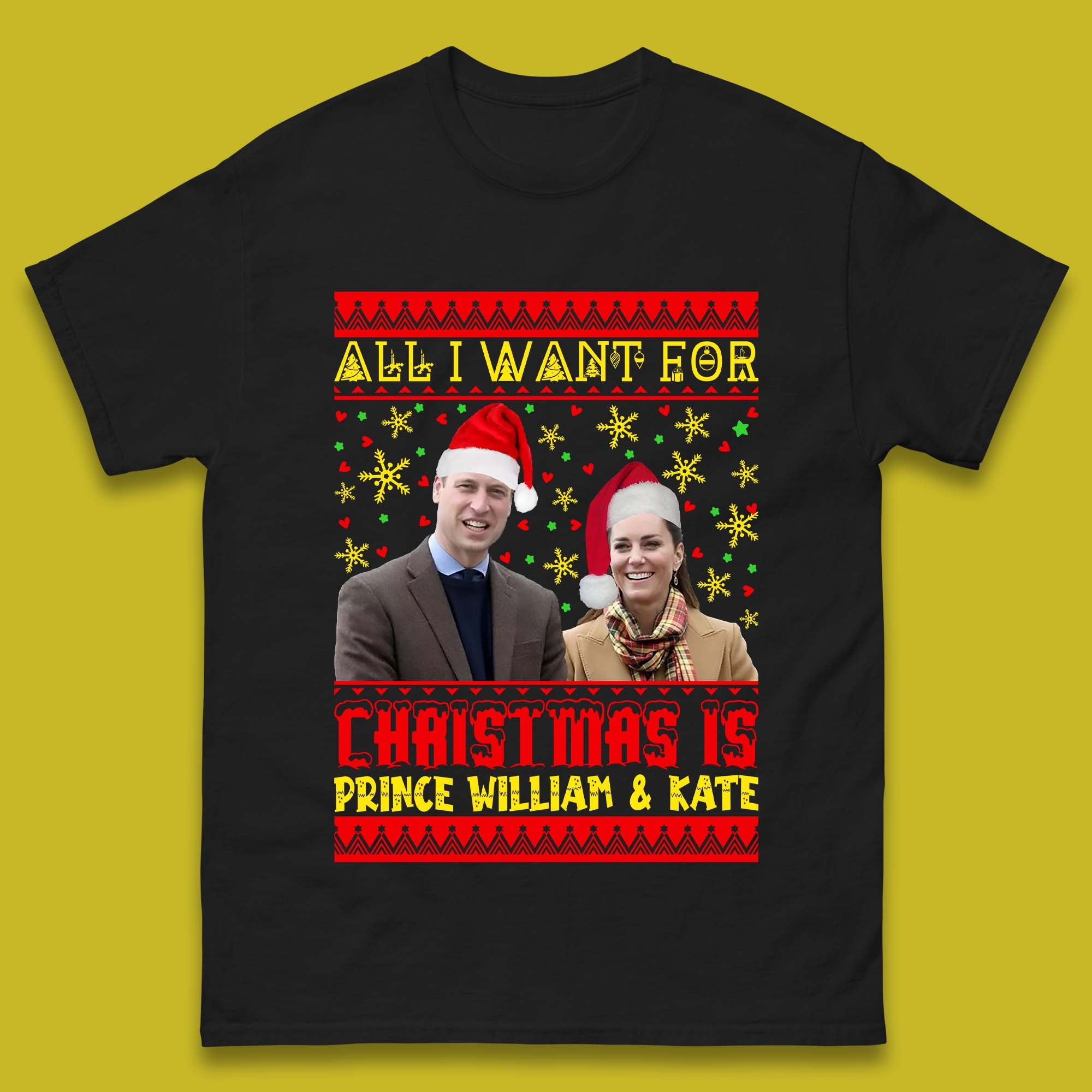 Prince William & Kate Christmas Mens T-Shirt Womens Tops Tees 2XL