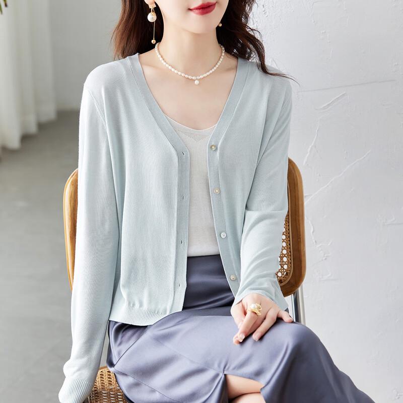 Srcr Women's Silk Blend V-Neck Knit Cardigan