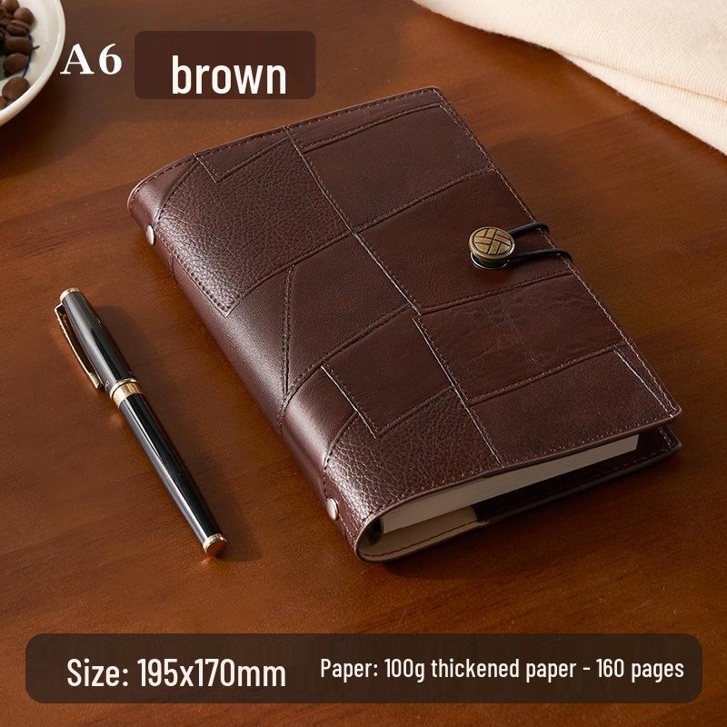 High-Grade A6 Soft Leather Portable Loose-Leaf Notebook & Customizable Retro Diary A6 кофейный
