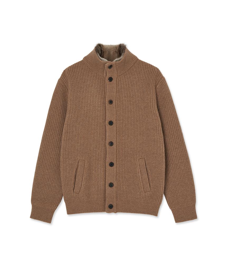 IOLO Merino Wool Knit Fur Jacket_Camel
