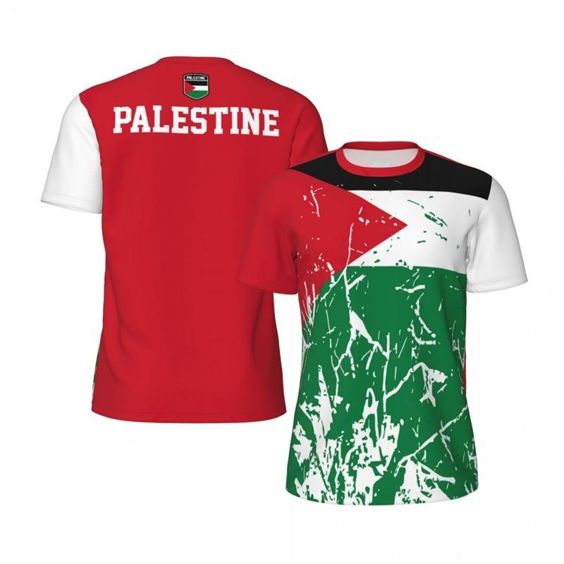 

Palestine Flag Football T Shirts For Men Fashion Summer National Emblem 3D Printed Jersey Casual Quick Dry Breathable Tees Tops S