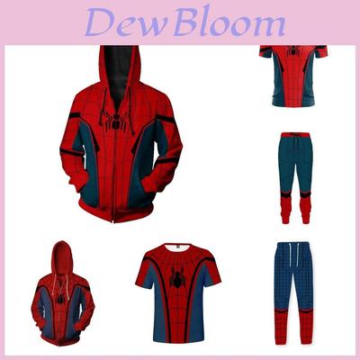 Ongelooflijke Spiderman Hoodie Jas T-shirt Broek Superheld Cosplay Set Voor Mannen