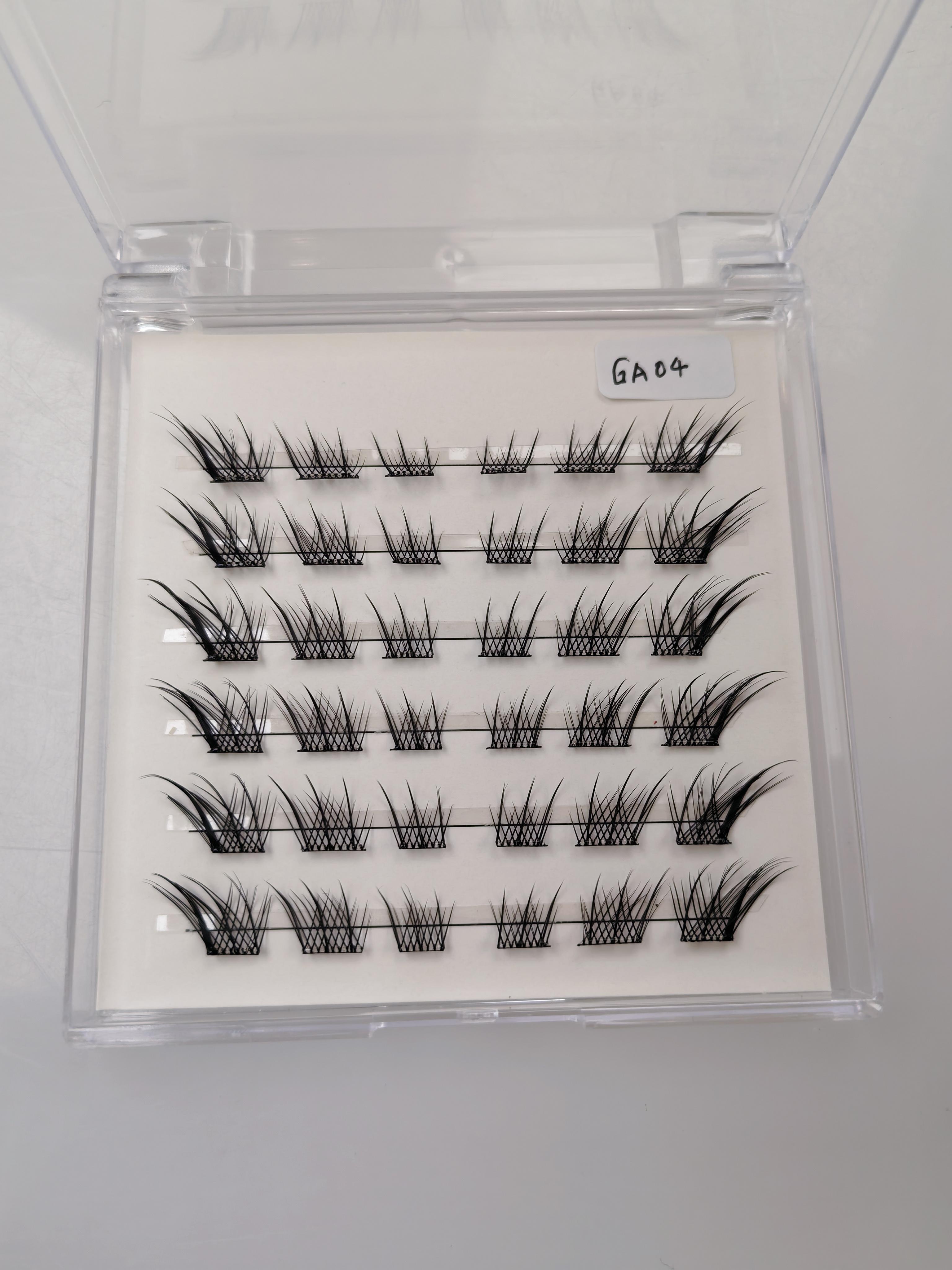 Customized purple Press on Individual Cluster Lashes Pre-glued Cluster Eyelashes Price GA sanple
