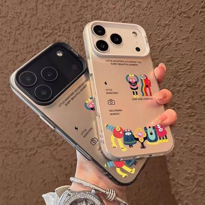 Letter Monster Cartoon Phone Case for iPhone 14/15/16 Pro Max - Cute Design