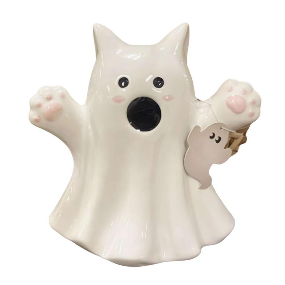 Cute Pumpkin Halloween Ghost Statue Bow Resin Spooky Figurine Cat Crafts Tabletop Decorations Halloween Decorations
