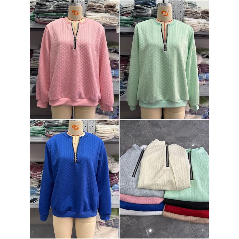 Women's Long Sleeve Knit Top Casual Quarter Zip Textured Sweater Pullover For Daily Wear