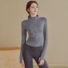 Fleece stretch sports jacket slim stand-up collar zipper quick-drying jacket yoga top running training gym clothes