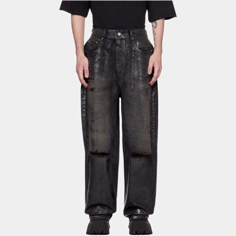 WE11DONE Distressed Detail Vintage Casual Denim Long Pants Men bottoms Black WD-DP1-23-342-M-BK