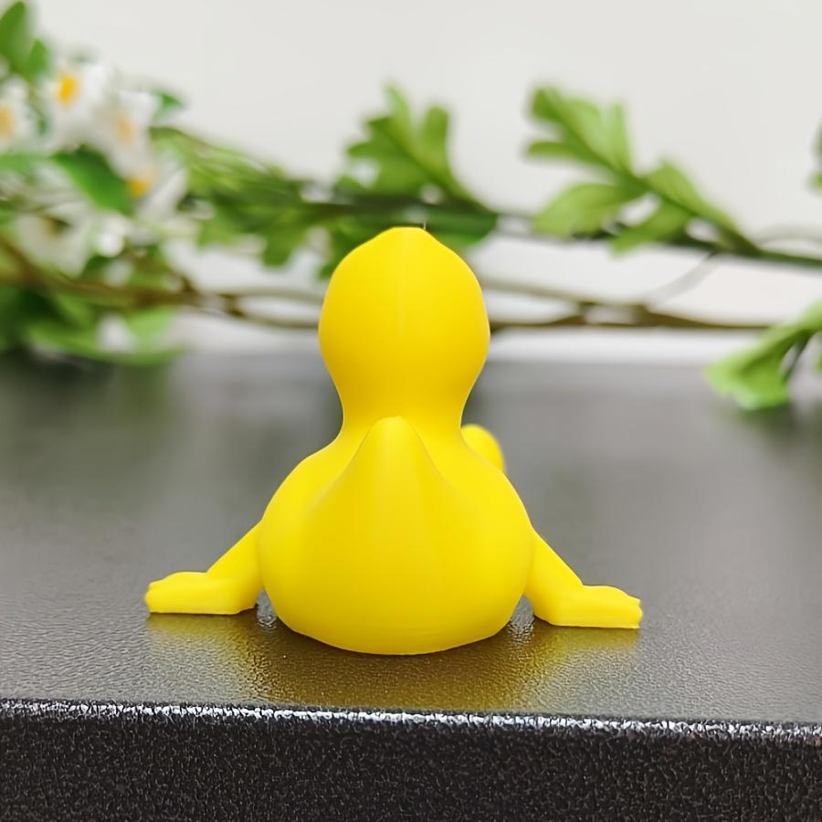 3D Printed Yellow Duck Statue, Flexible Sitting Posture Funny Duck Ornament Halloween, Christmas Home/office Decoration Ornament