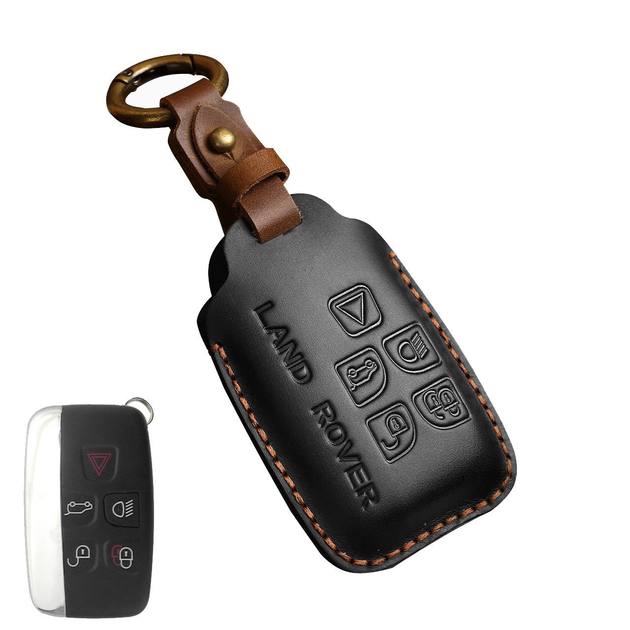 

Чехол для ключей Land Rover Jaguar Evoque и VELAR Range Rover Sport Discovery5Shenxing4Car, кожаный чехол с пряжкой чёрный