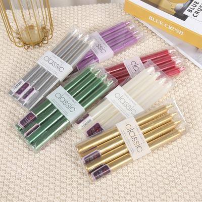 4PCS Pillar Candles Household Black Candle Decoration European Style Long Pole Colored Electroplated Candle Holders